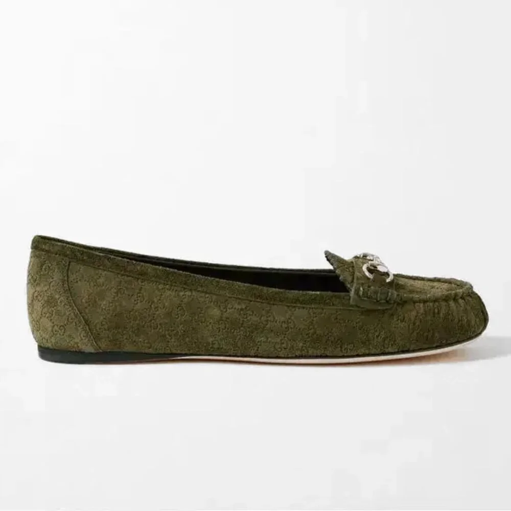 NEW GUCCI Women's GG Suede Kensington Horsebit Loafers EU 39 / US 9 Ballet Flats